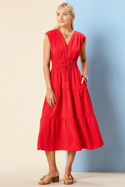Versona tier and now midi dress RED