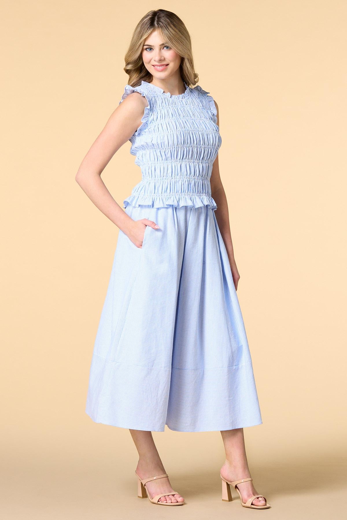 Versona between the lines maxi skirt BLUE