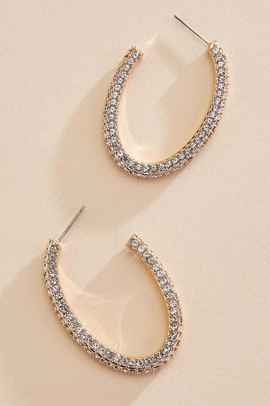 Versona pave gold oval hoop earrings GOLD