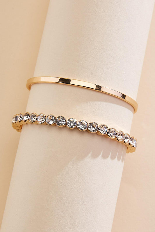 Versona gold glass embellished cuff bracelet set GOLD