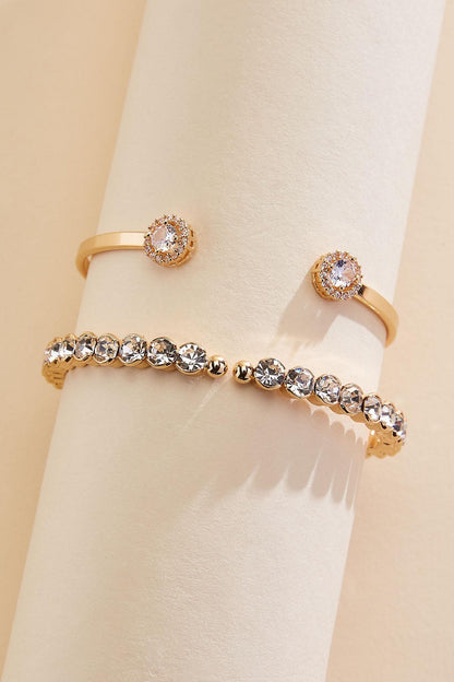 Versona gold glass embellished cuff bracelet set GOLD