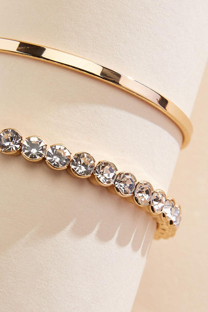 Versona gold glass embellished cuff bracelet set GOLD