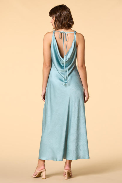 Versona test the waters satin maxi dress AQUA