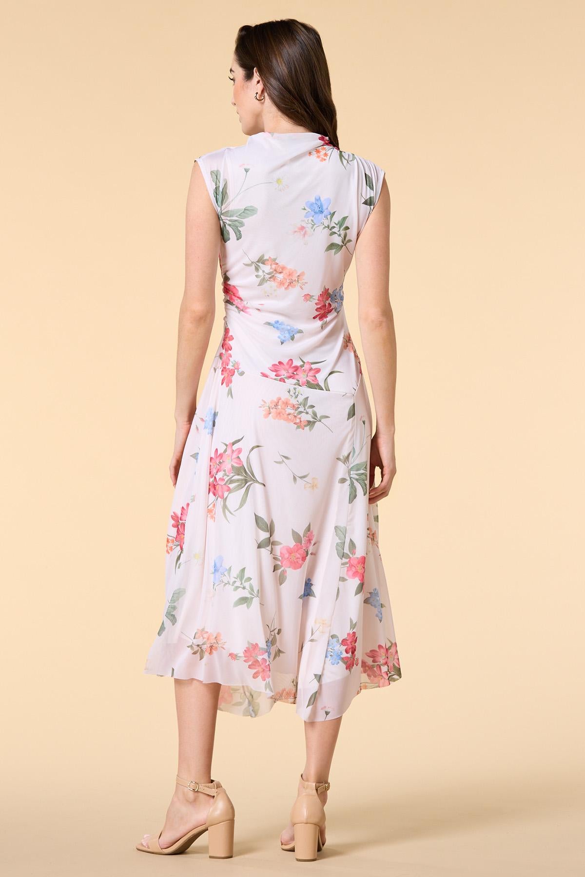 Versona flower power mesh midi dress WHITE_MULTI
