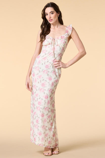 Versona coming up roses mesh maxi dress WHITE_MULTI