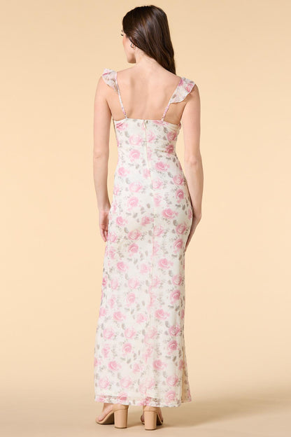 Versona coming up roses mesh maxi dress WHITE_MULTI