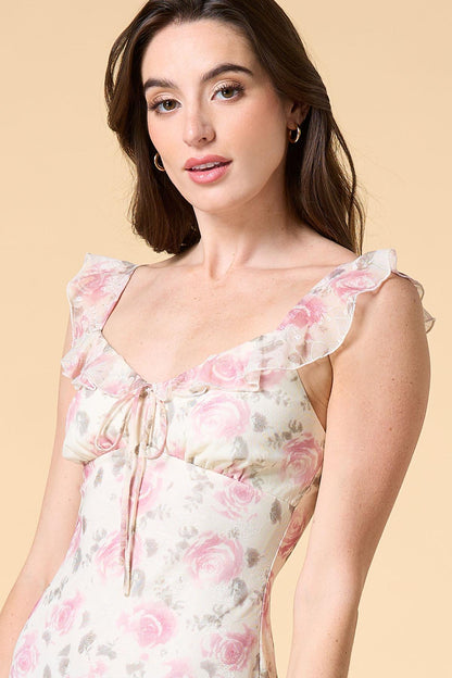 Versona coming up roses mesh maxi dress WHITE_MULTI