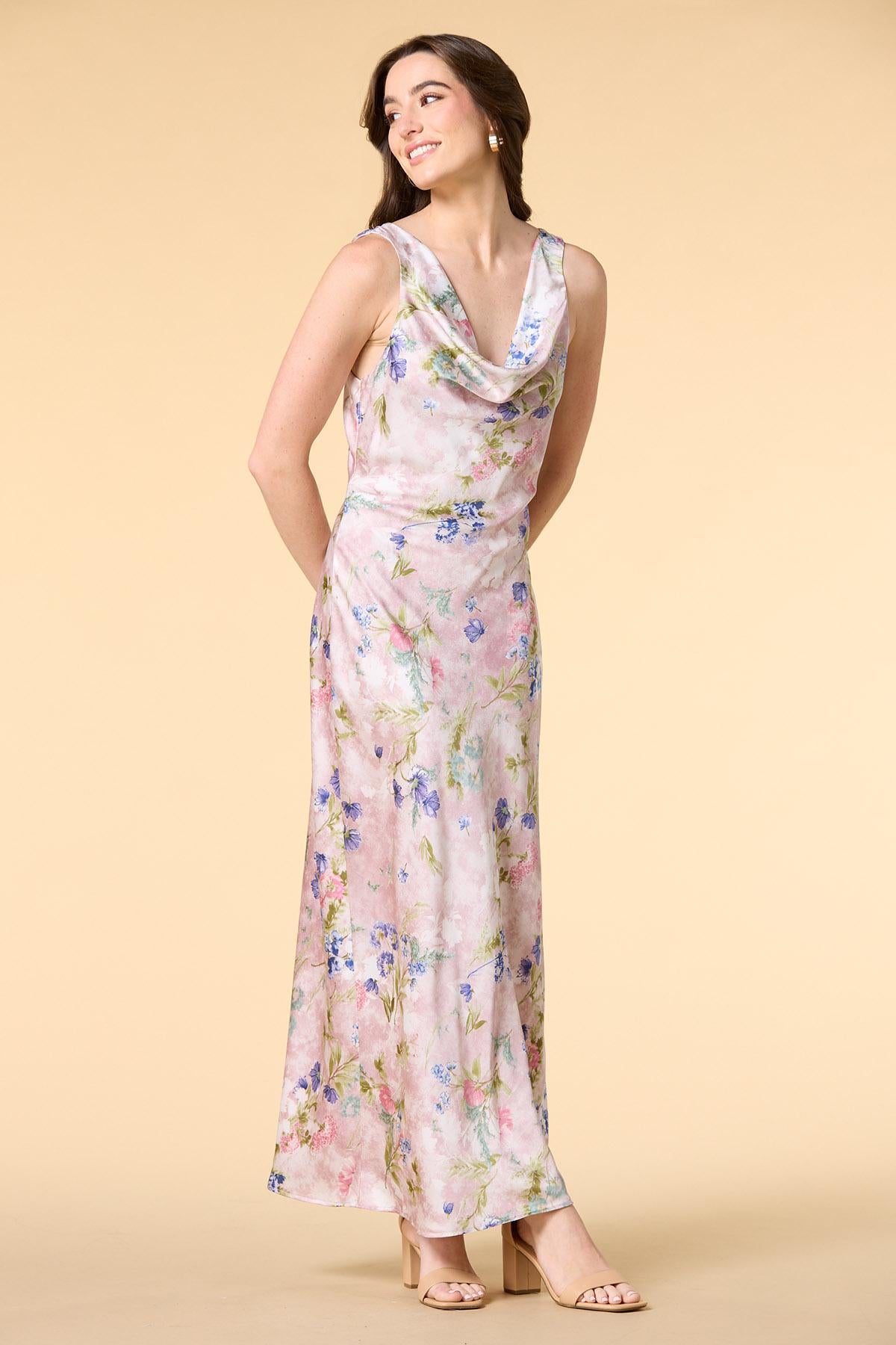 Versona tea party satin maxi dress REDPINK_MULTI