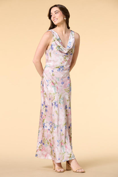 Versona tea party satin maxi dress REDPINK_MULTI