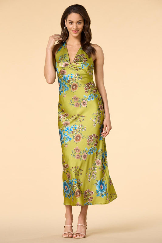 Versona green gables satin maxi dress GREEN_MULTI