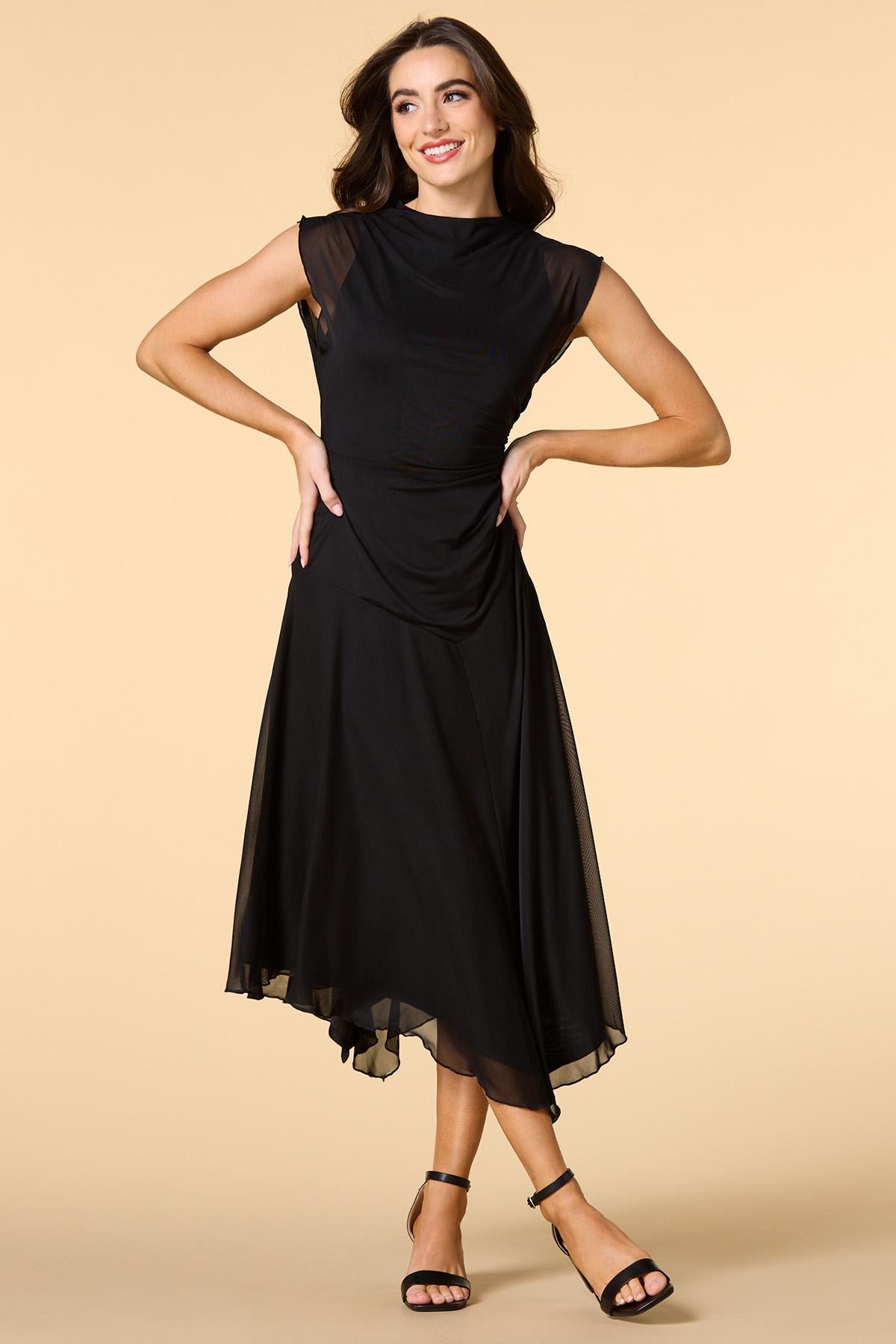 Versona mesh and clean midi dress NAVY_BLAZER