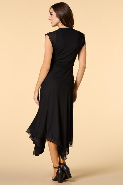 Versona mesh and clean midi dress NAVY_BLAZER
