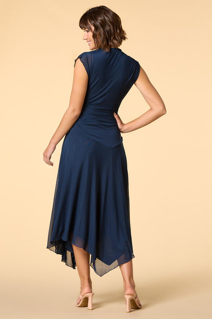 Versona mesh and clean midi dress NAVY_BLAZER