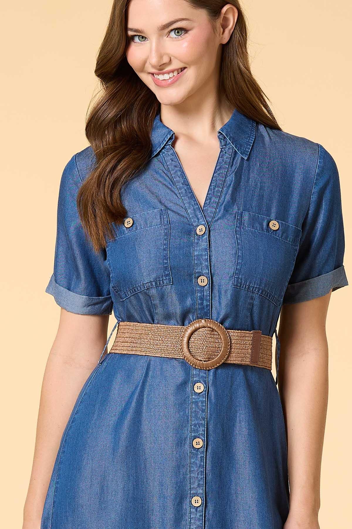 Versona almost famous chambray maxi dress DARK_WASH_DENIM