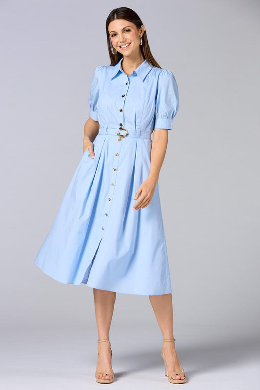 Versona cache belted midi shirt dress BLUE