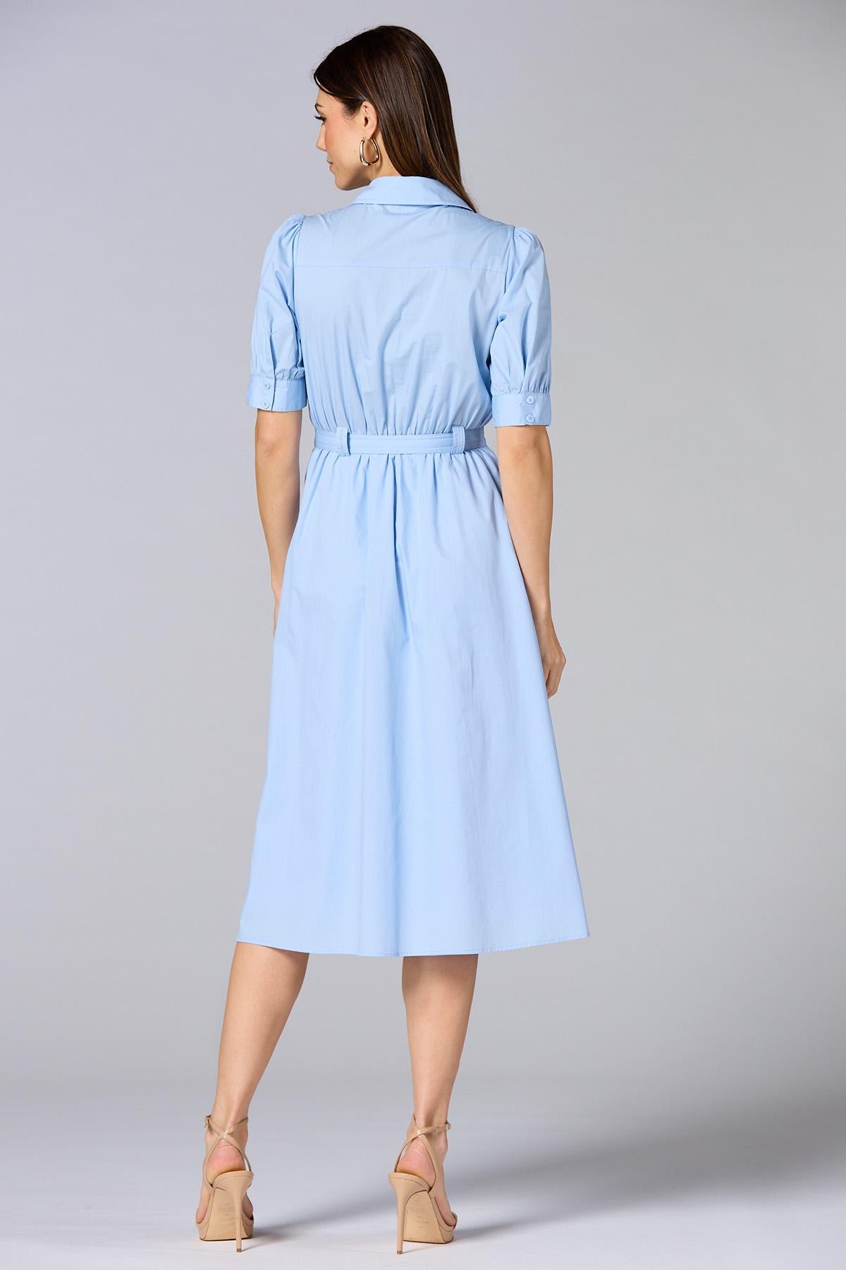 Versona cache belted midi shirt dress BLUE