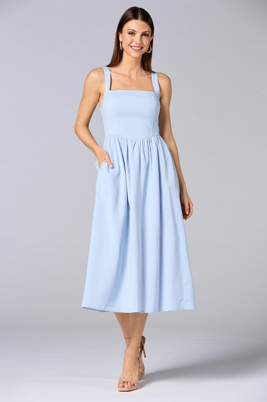 Versona cache linen midi dress BLUE