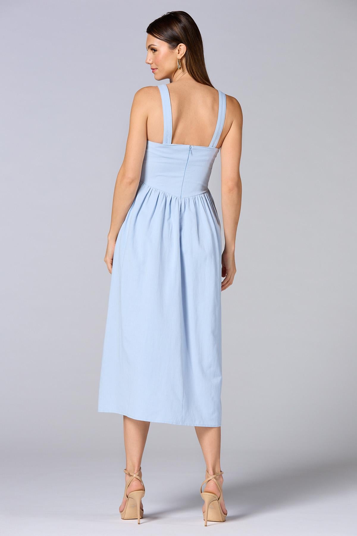 Versona cache linen midi dress BLUE
