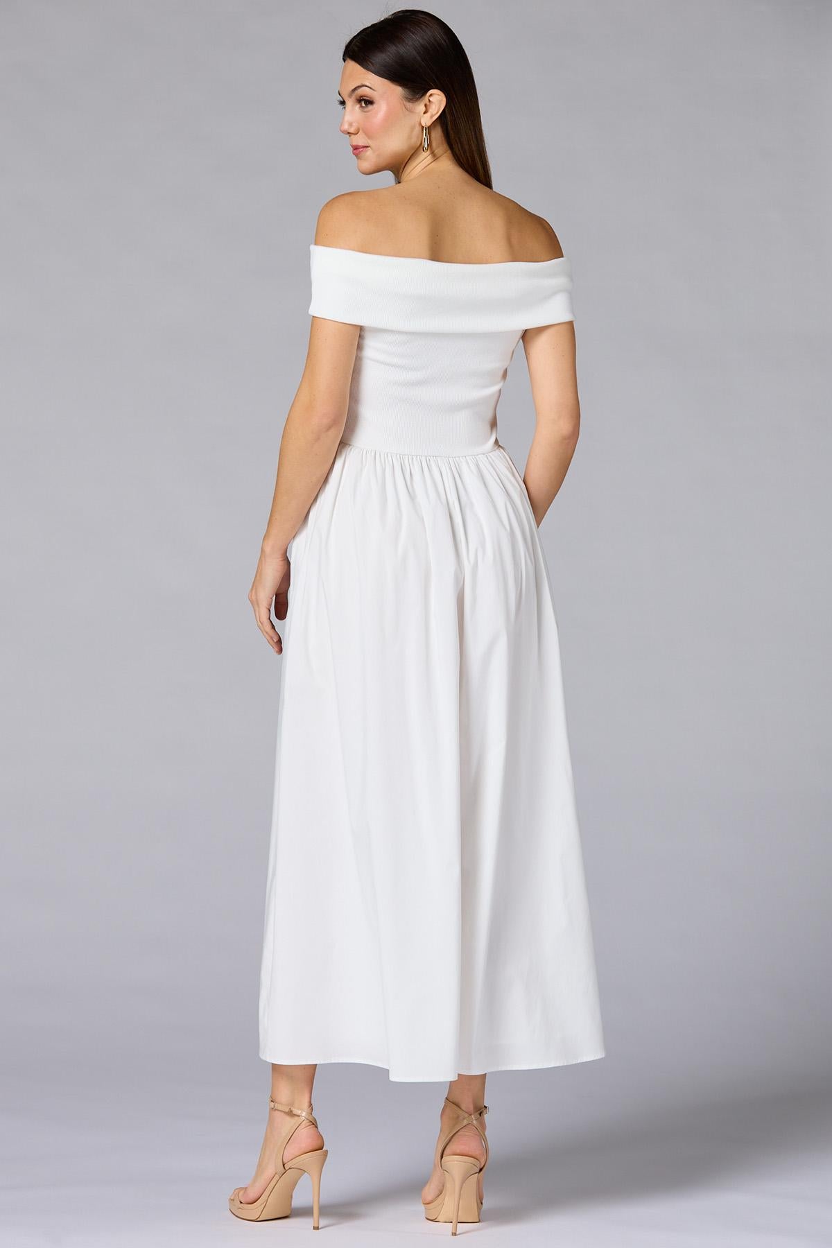 Versona cache off shoulder maxi dress BRIGHT_WHITE