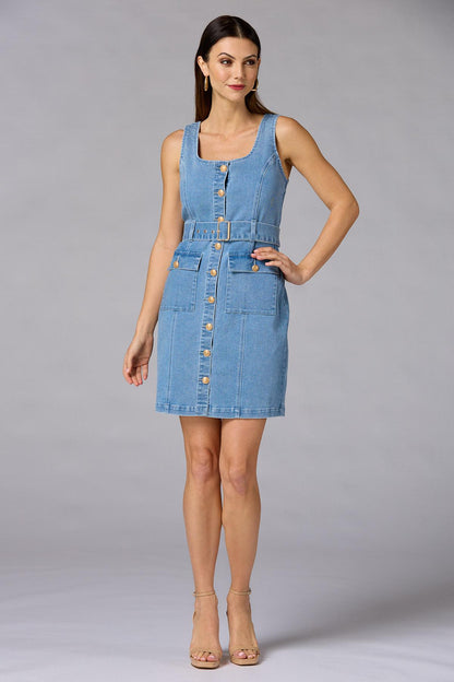 Versona cache denim button down dress LIGHT_WASH_DENIM