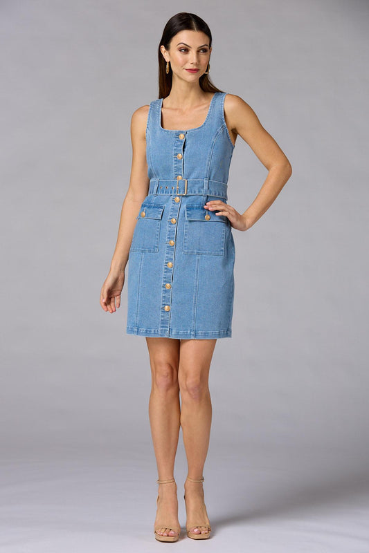 Versona cache denim button down dress LIGHT_WASH_DENIM