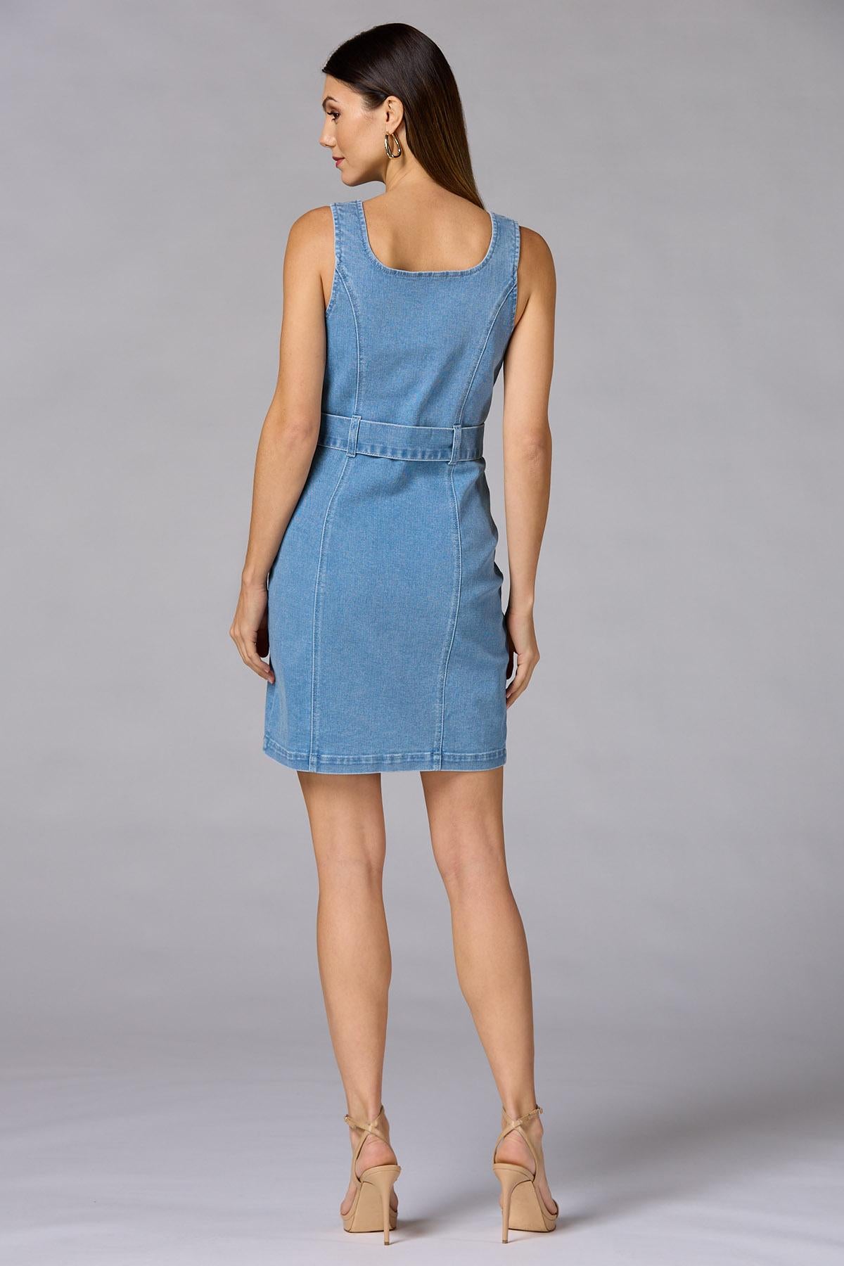 Versona cache denim button down dress LIGHT_WASH_DENIM
