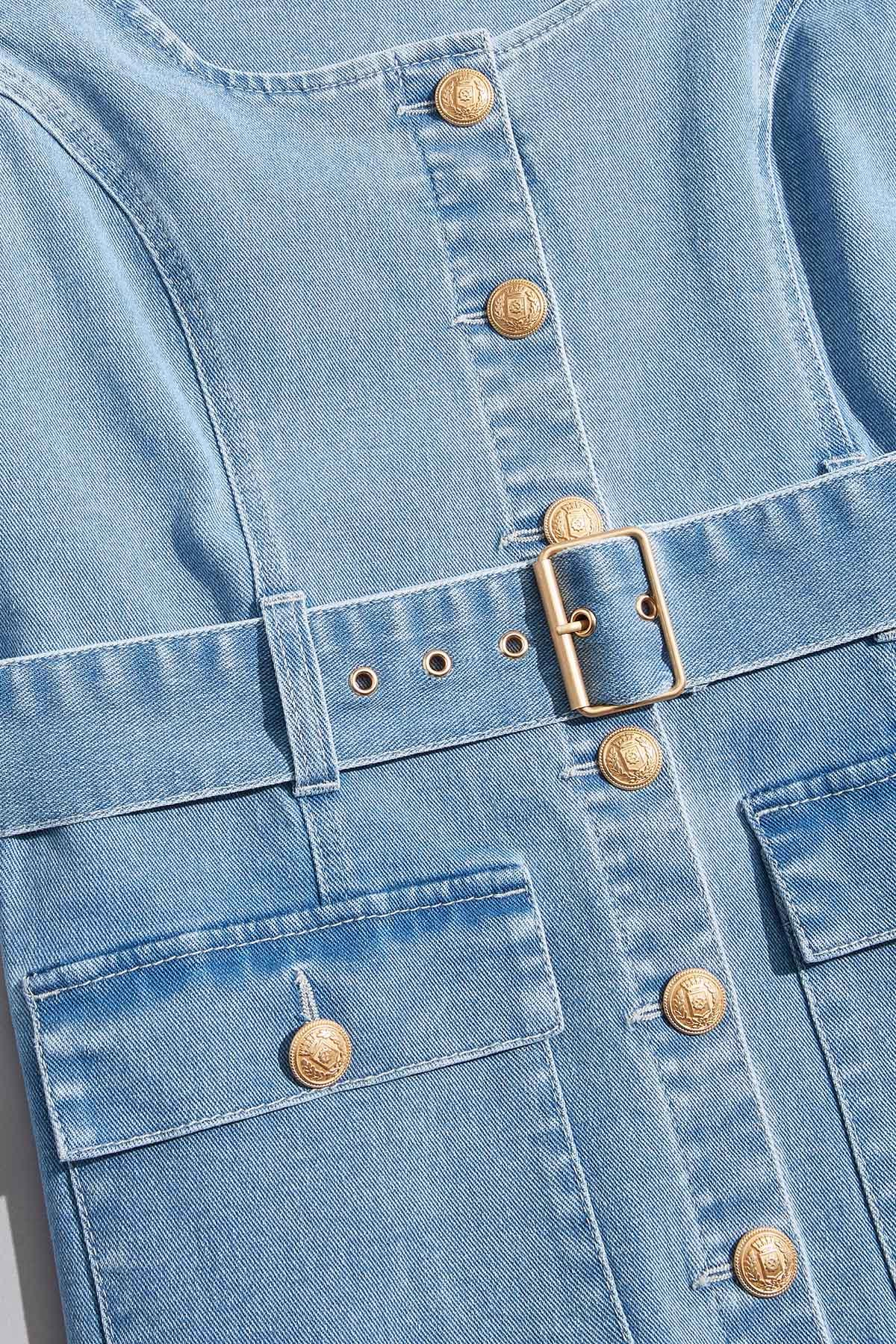 Versona cache denim button down dress LIGHT_WASH_DENIM