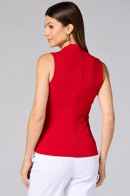 Versona cache gold detail wrap tank RED