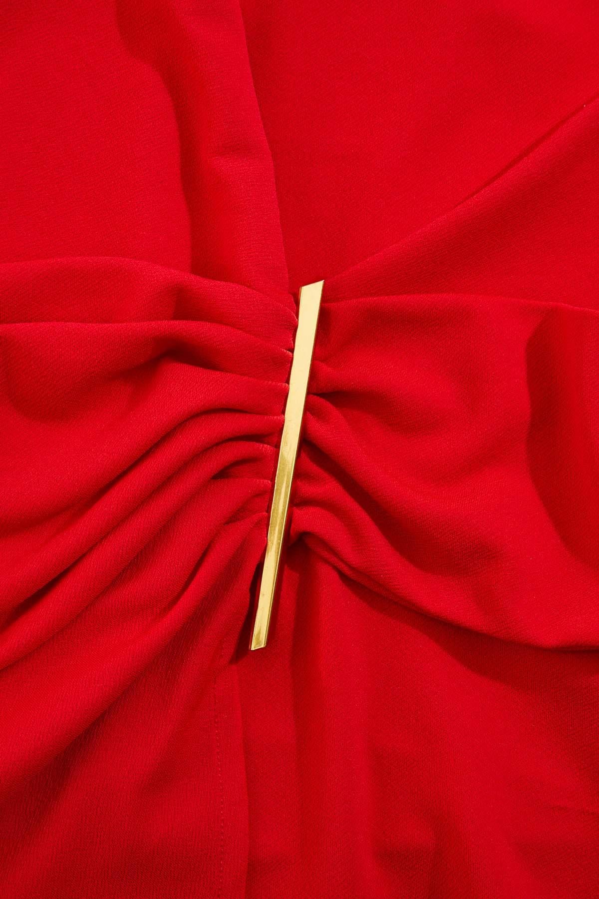 Versona cache gold detail wrap tank RED