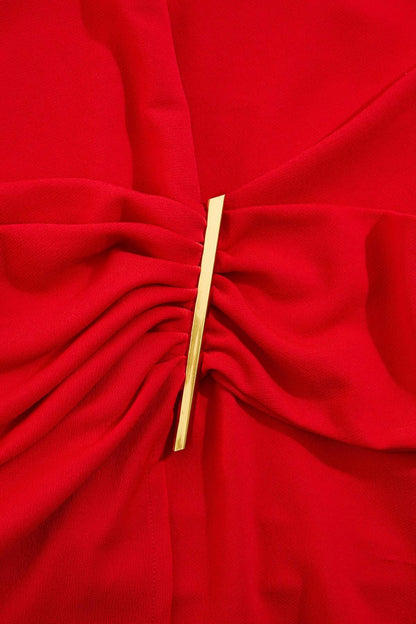 Versona cache gold detail wrap tank RED