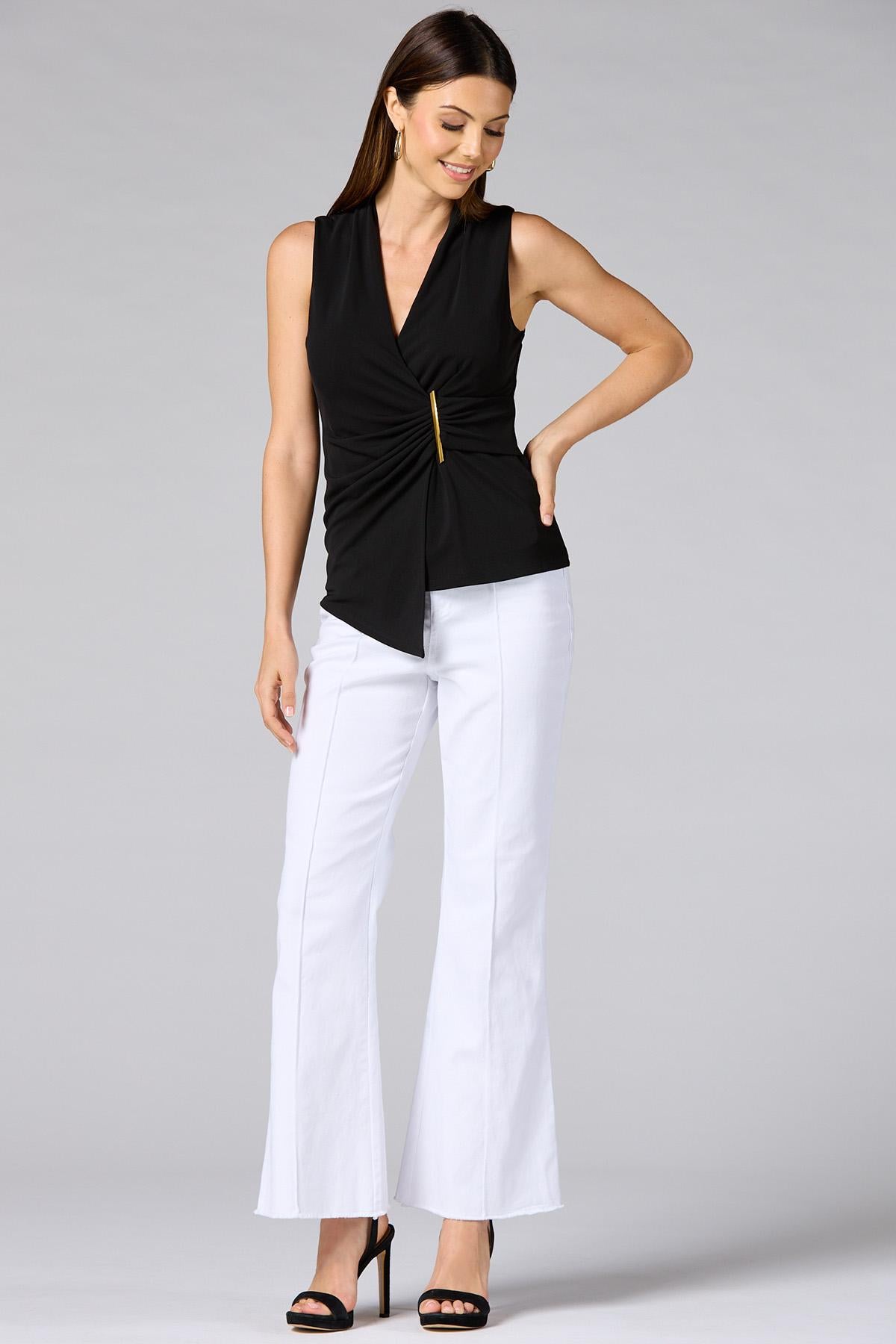 Versona cache gold detail wrap tank RED