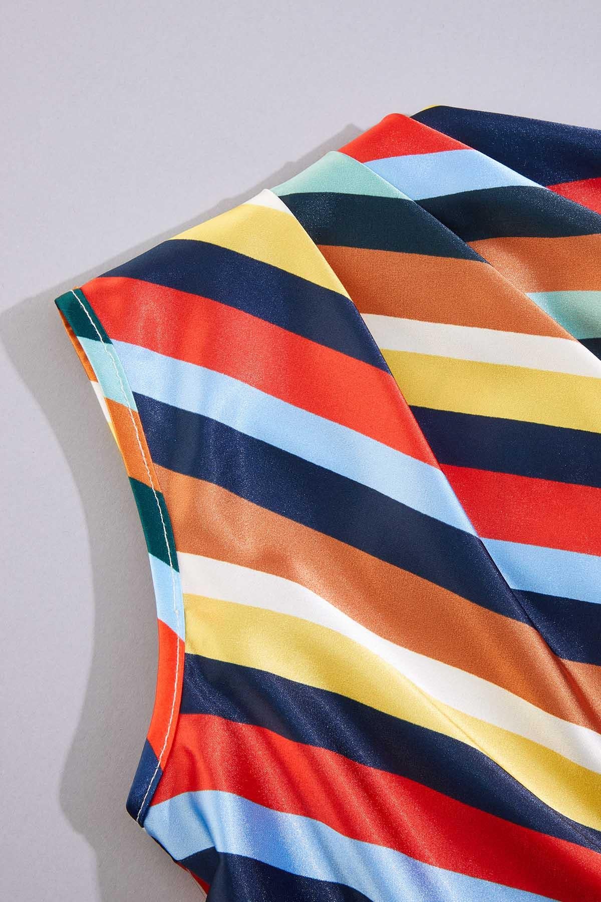 Versona cache off the shoulder multicolor stripe top MULTI
