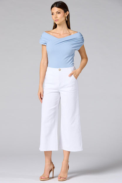 Versona cache overlap off shoulder top BLUE