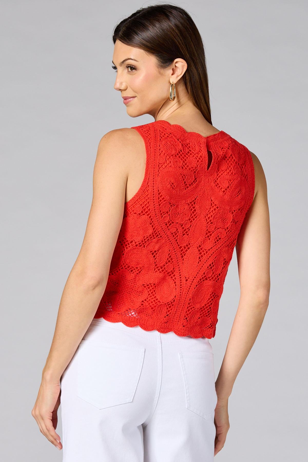 Versona cache red crochet tank RED