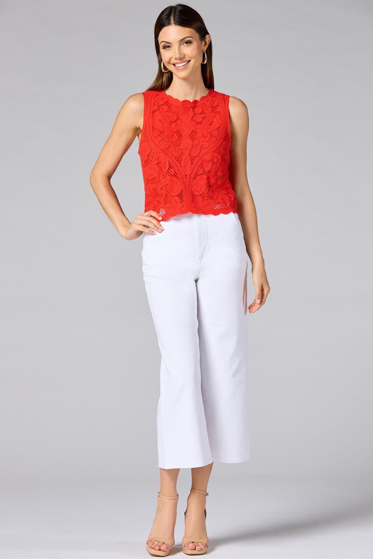 Versona cache red crochet tank RED