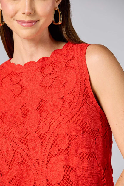 Versona cache red crochet tank RED