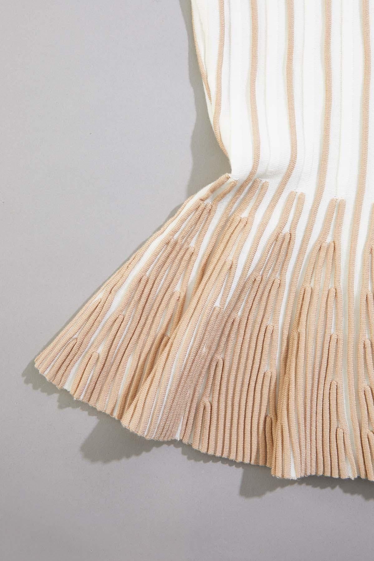 Versona cache striped peplum top- white BROWNBEIGE_MULTI