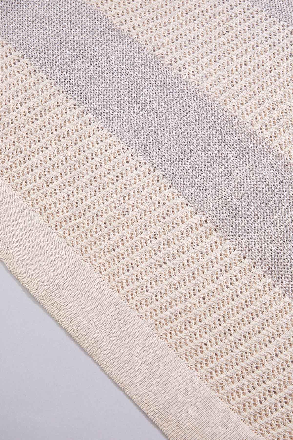 Versona cache open knit striped pullover BEIGE