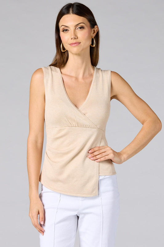 Versona cache faux wrap sweater tank BEIGE