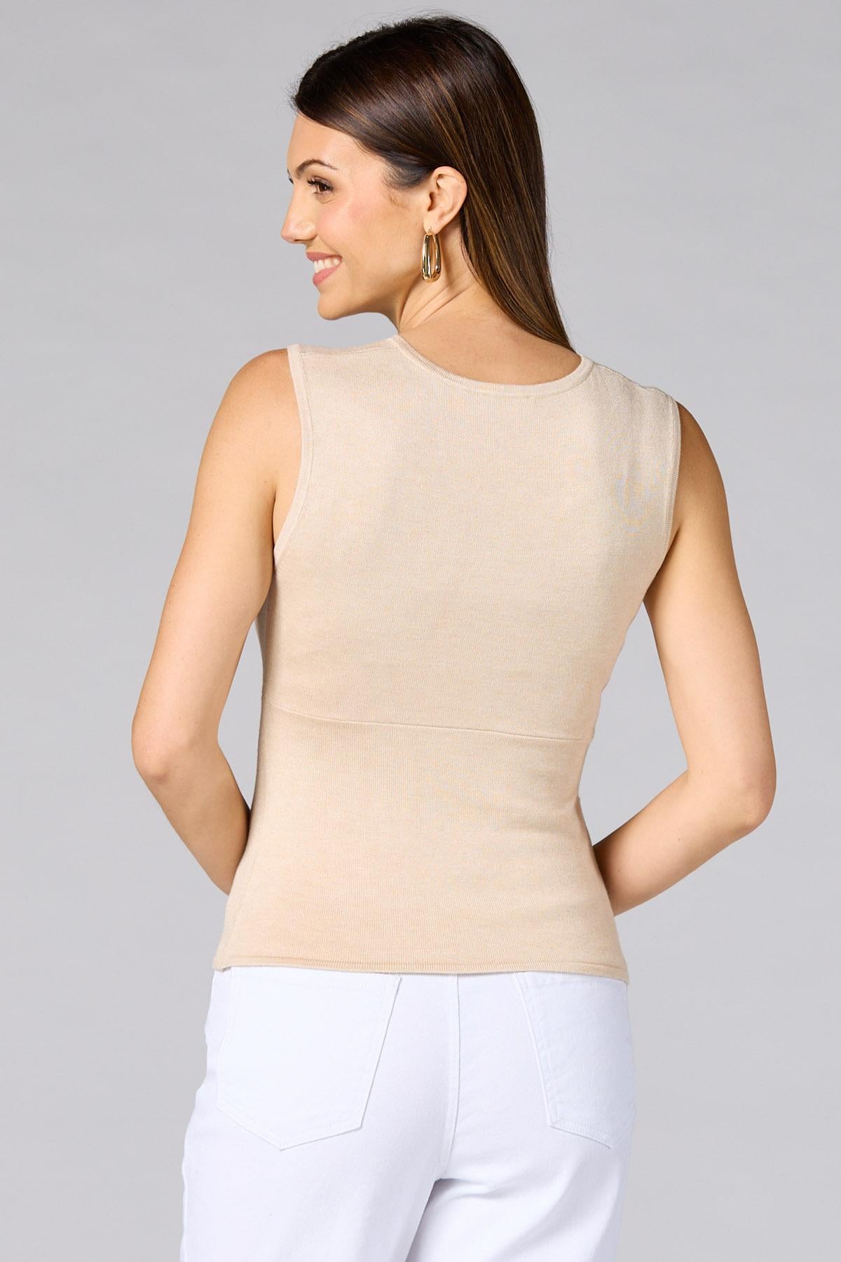 Versona cache faux wrap sweater tank BEIGE