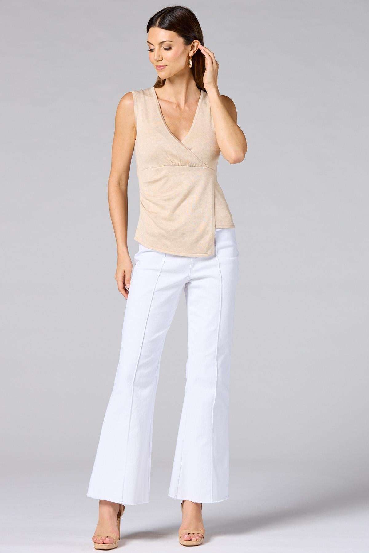 Versona cache faux wrap sweater tank BEIGE