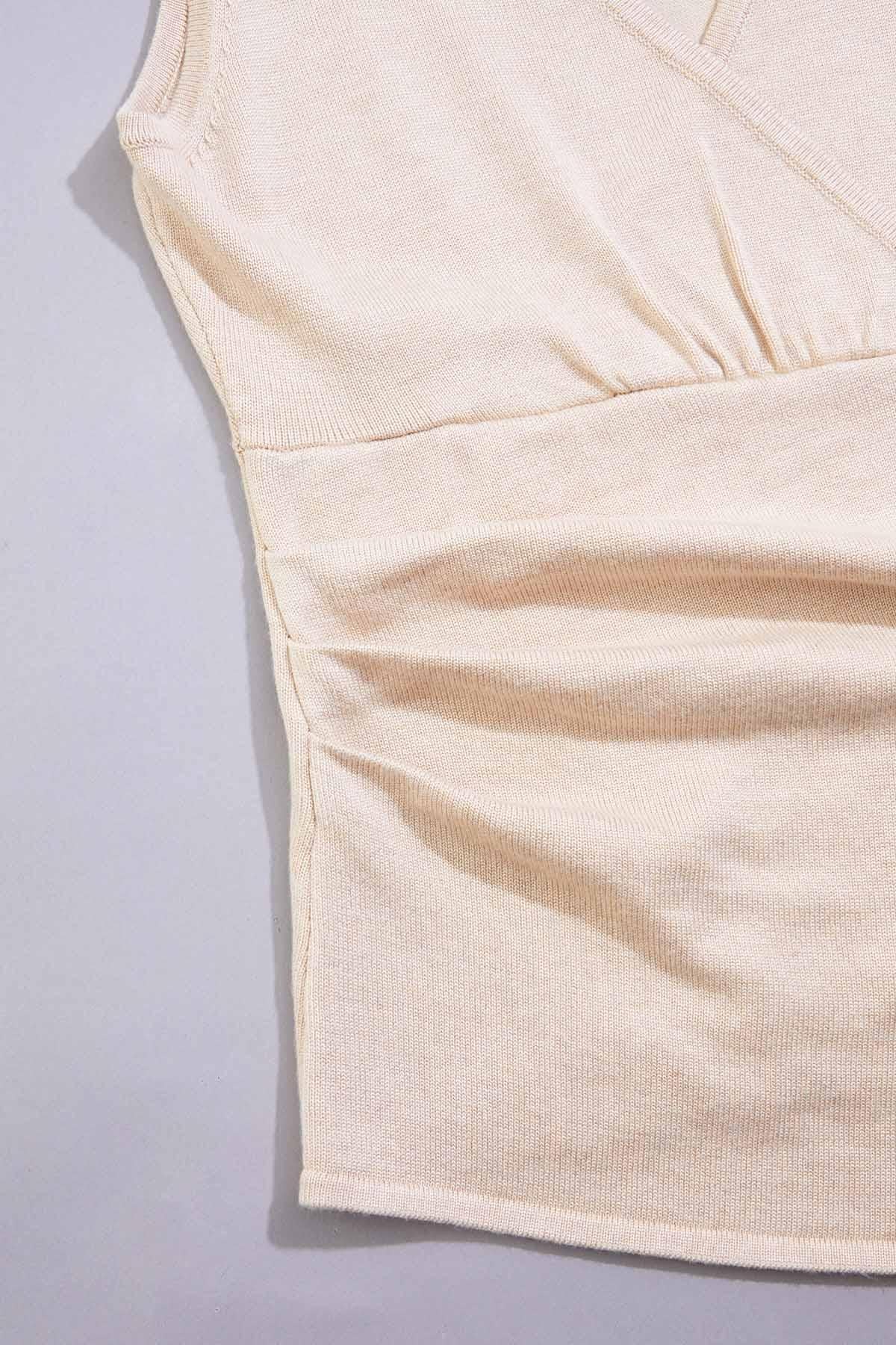 Versona cache faux wrap sweater tank BEIGE
