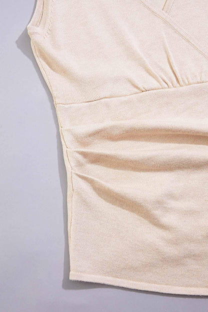 Versona cache faux wrap sweater tank BEIGE