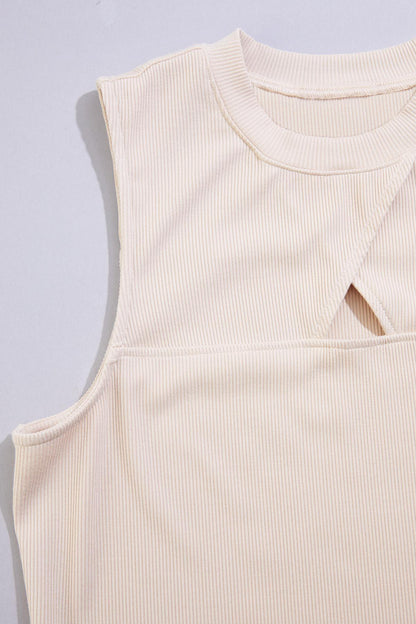 Versona cache ribbed keyhole neckline tank- nude NUDE