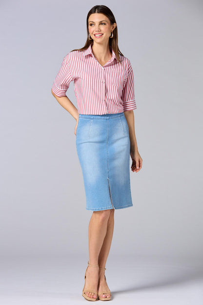 Versona cache french cuff striped shirt- red RED_MULTI