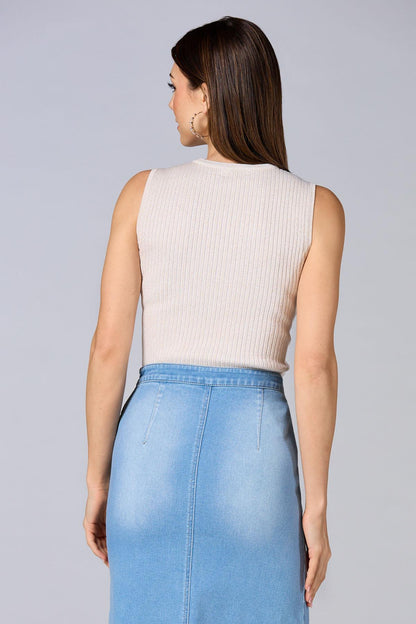 Versona cache metallic gold studded tank WHITE