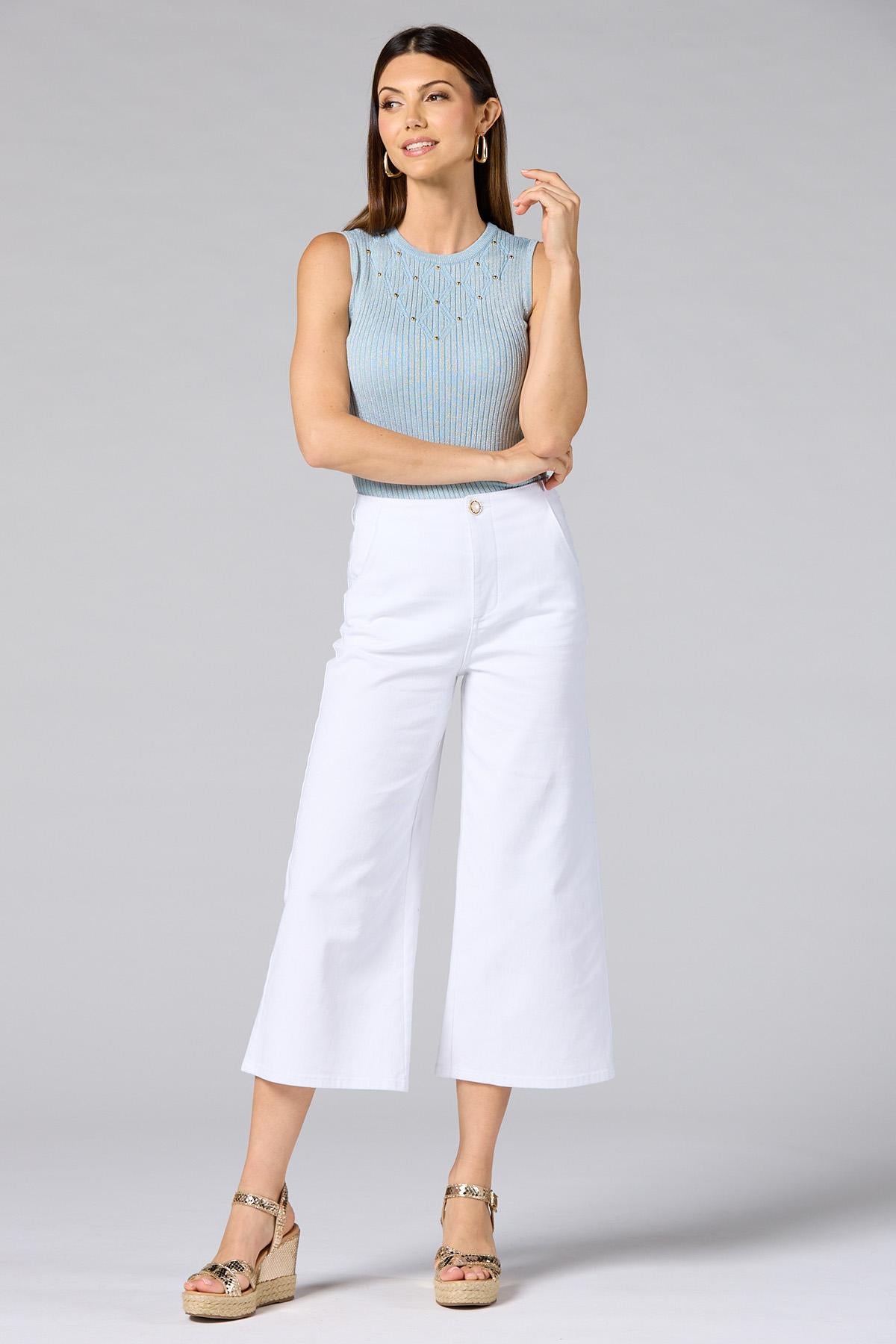 Versona cache gold studded knit tank BLUE