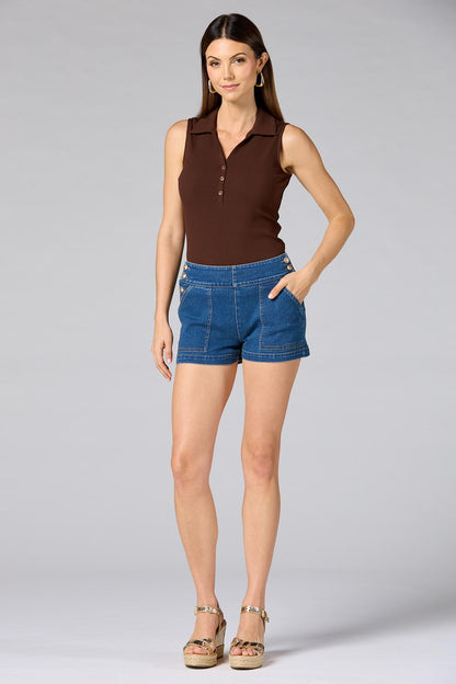 Versona cache ribbed knit polo POTTING_SOIL