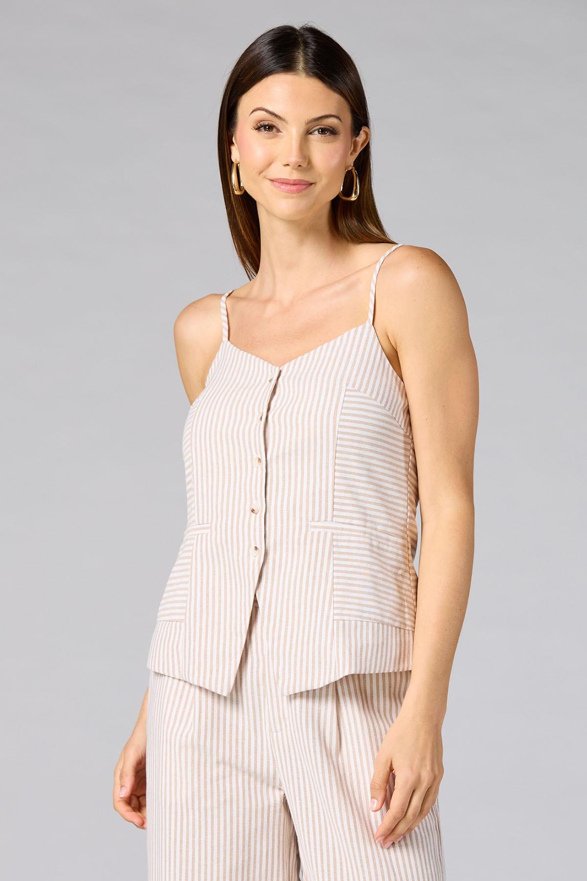 Versona cache neutral striped vest WHITE_MULTI