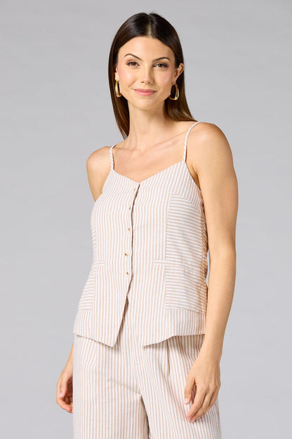 Versona cache neutral striped vest WHITE_MULTI